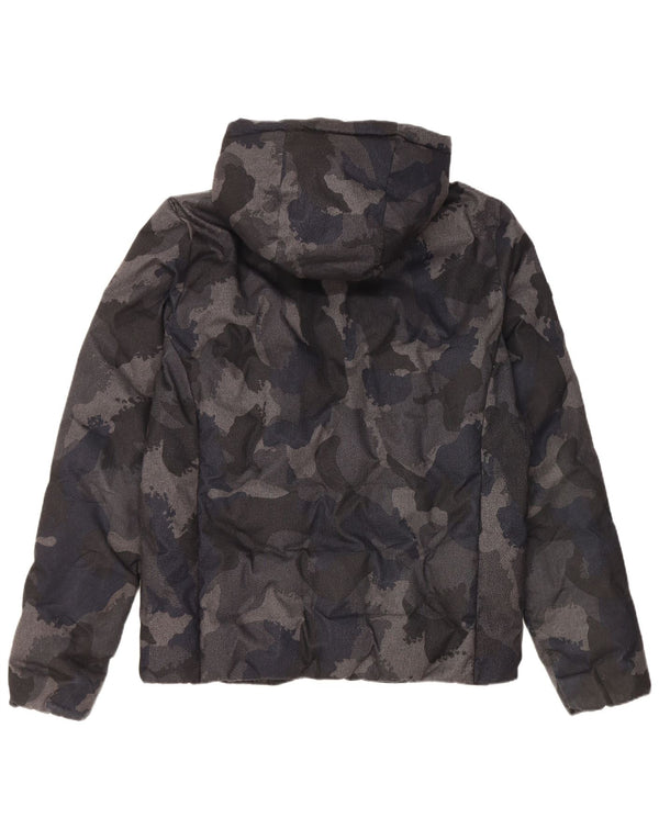 Giacca imbottita con cappuccio da uomo Superdry UK 38 poliestere mimetico nero medio
