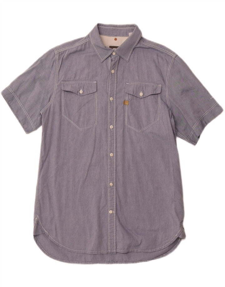 Camicia a maniche corte da uomo G-Star grande in cotone blu