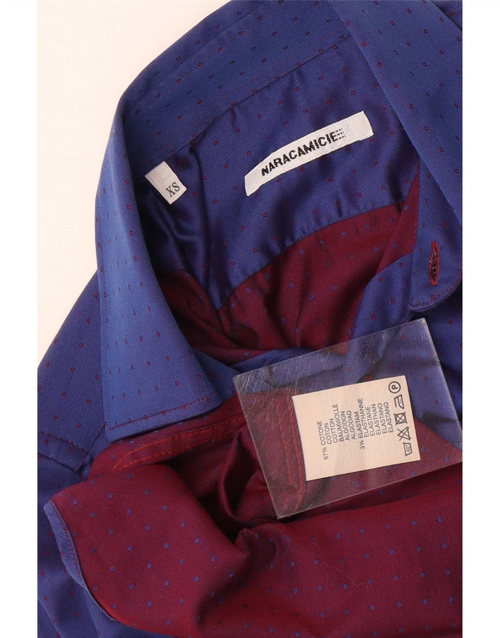 Camicia Uomo Naracamicie XS Cotone Maculato Blu
