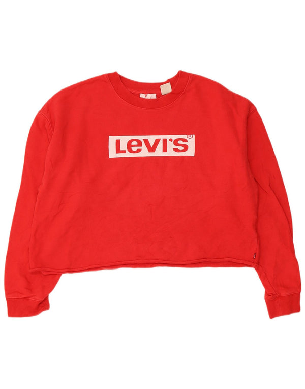 Levi's Felpa corta con grafica da donna UK 14 Rosso medio Cotone