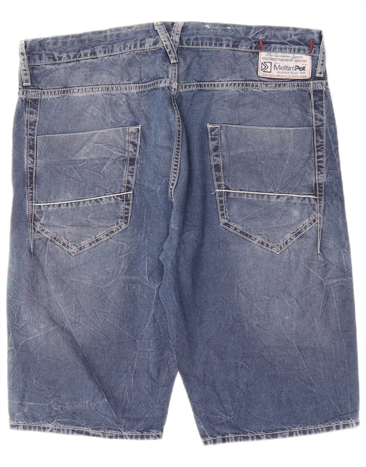 Pantaloncini di jeans da uomo Meltin' Pot W36 grandi in cotone blu