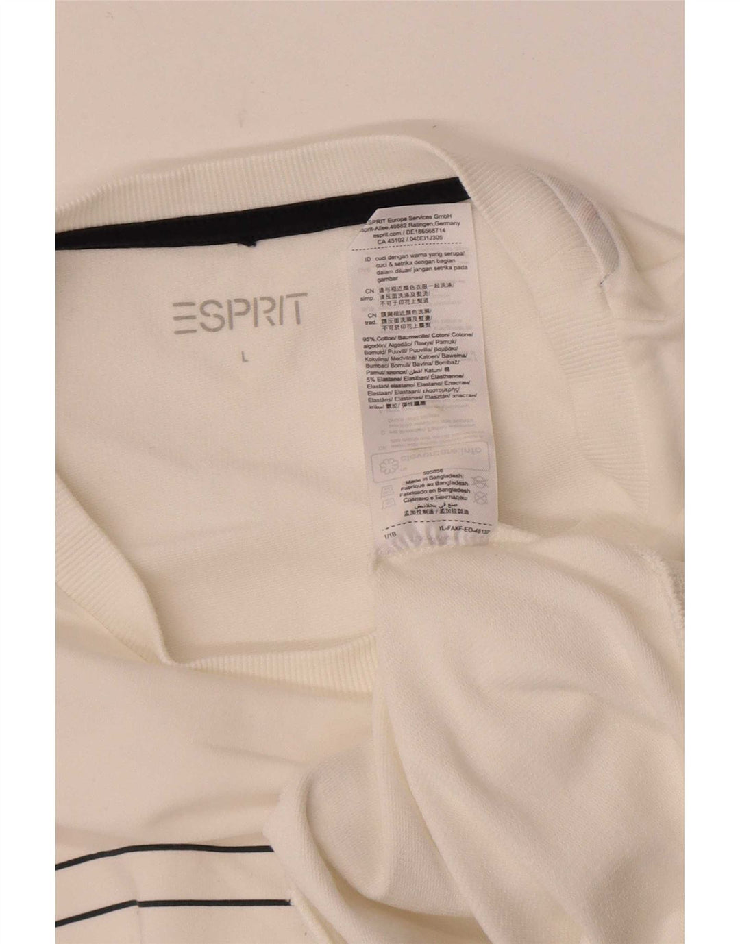 Felpa da donna Esprit Maglione UK 16 Cotone a righe grandi bianche