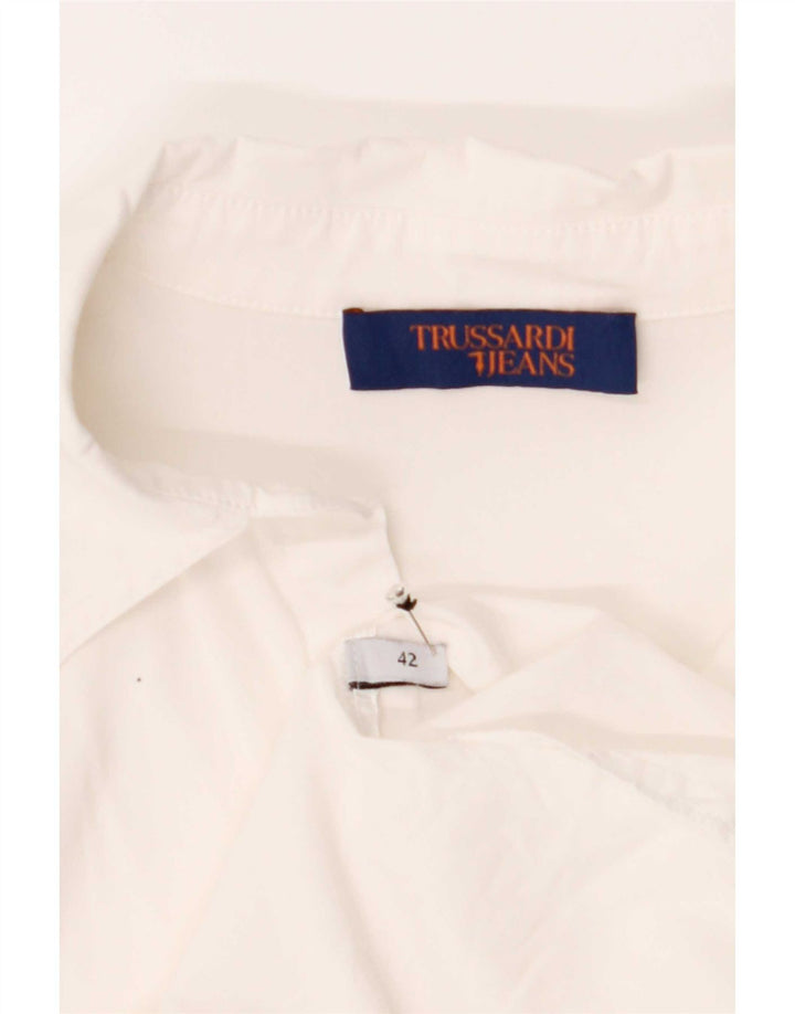 Camicia Trussardi Donna Manica Corta IT 42 Medium White Geometric