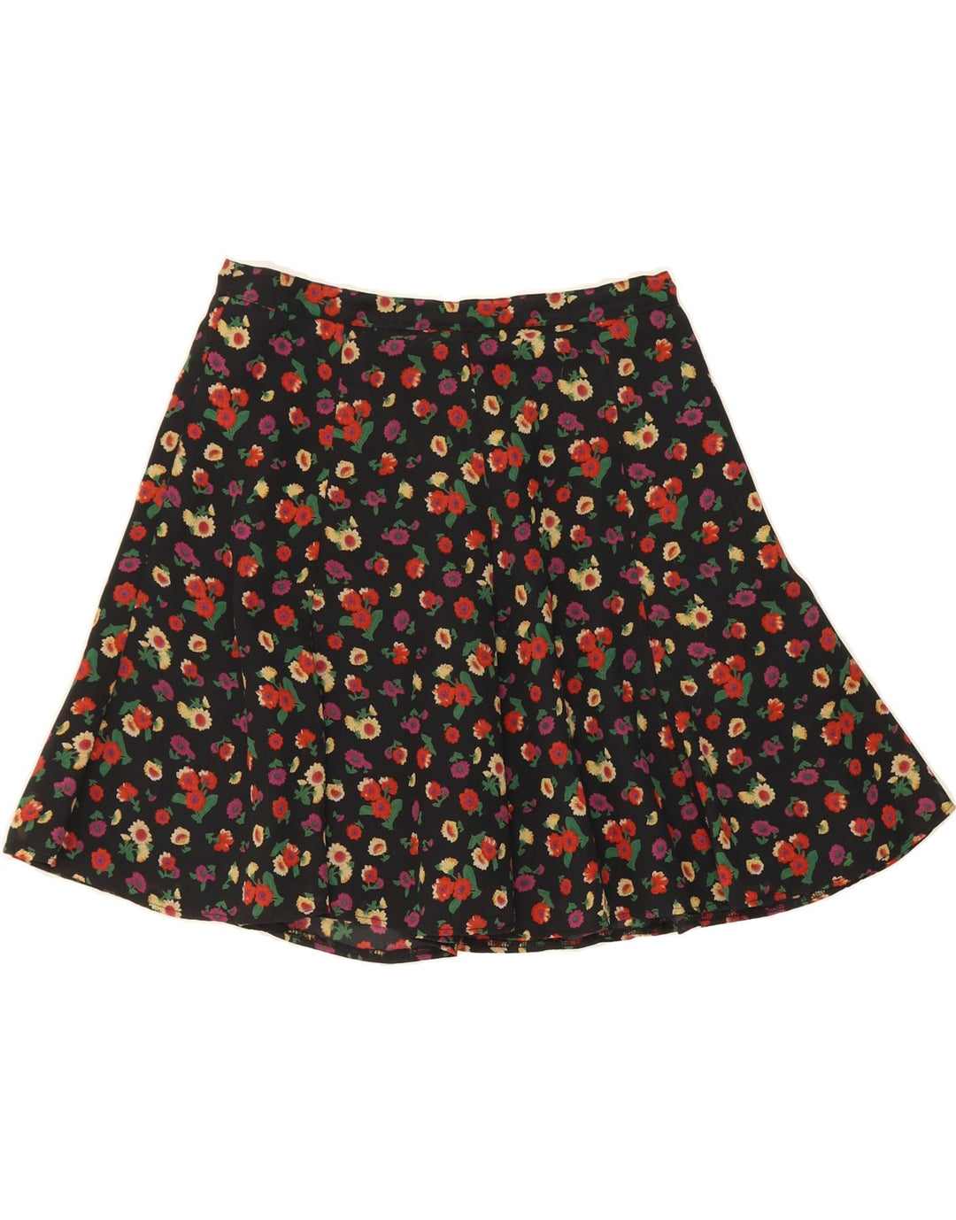 VINTAGE Womens A-Line Skirt W30 Medium Navy Blue Floral Vintage Vintage and Second-Hand Vintage from Messina Hembry 