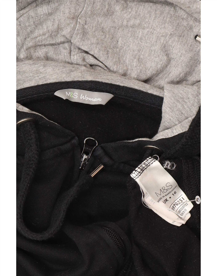 Maglione con cappuccio e zip vestibilità regolare da donna Marks & Spencer UK 16 grande nero