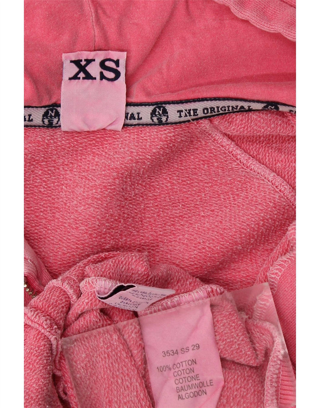 NORTH SAILS Felpa con cappuccio e zip da donna UK 6 XS Cotone rosa
