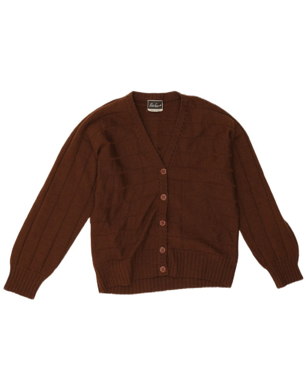 Maglione cardigan da donna Luisa Spagnoli UK 14 Lana a righe marrone medio