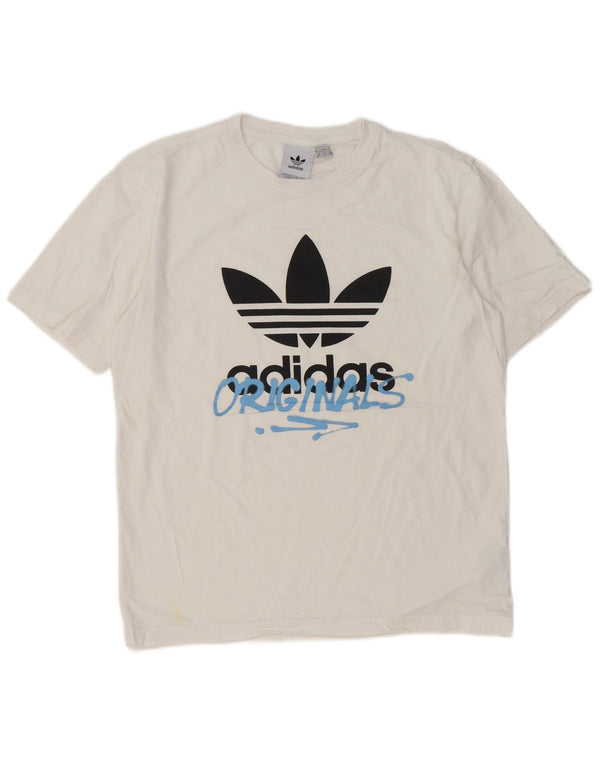 T-shirt grafica da uomo Adidas Top in cotone bianco medio