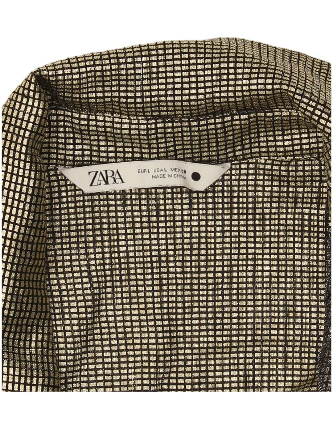 Camicia Zara da donna camicetta UK 14 grande percalle dorato