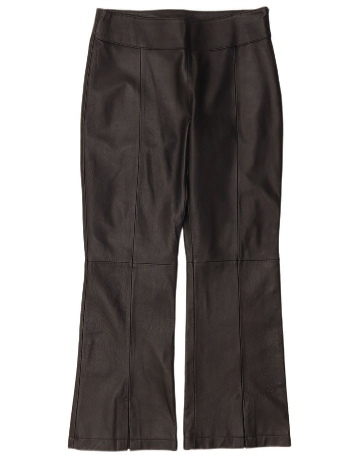 Pantaloni in pelle a zampa da donna Planet IT 46 Large W32 L30 Pelle nera
