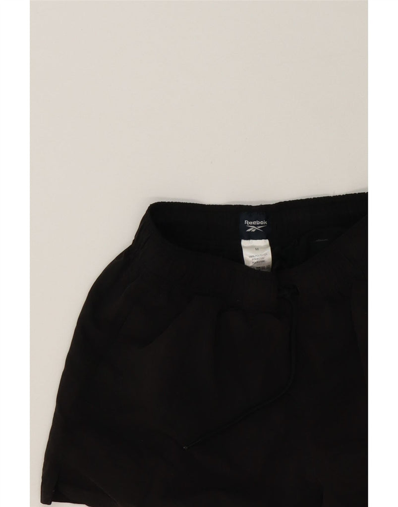 REEBOK Womens Graphic Sport Shorts UK 12 Medium  Black Polyester Vintage Reebok and Second-Hand Reebok from Messina Hembry 