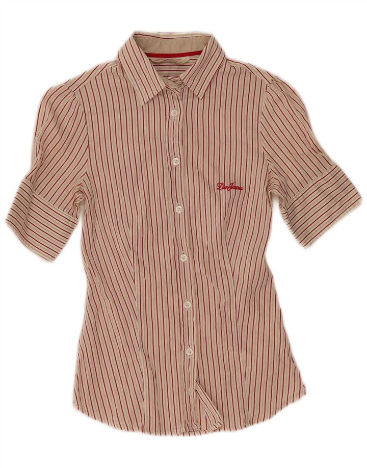 Camicia Donna Liu Jo Manica Corta IT 40 Small Beige Gessato