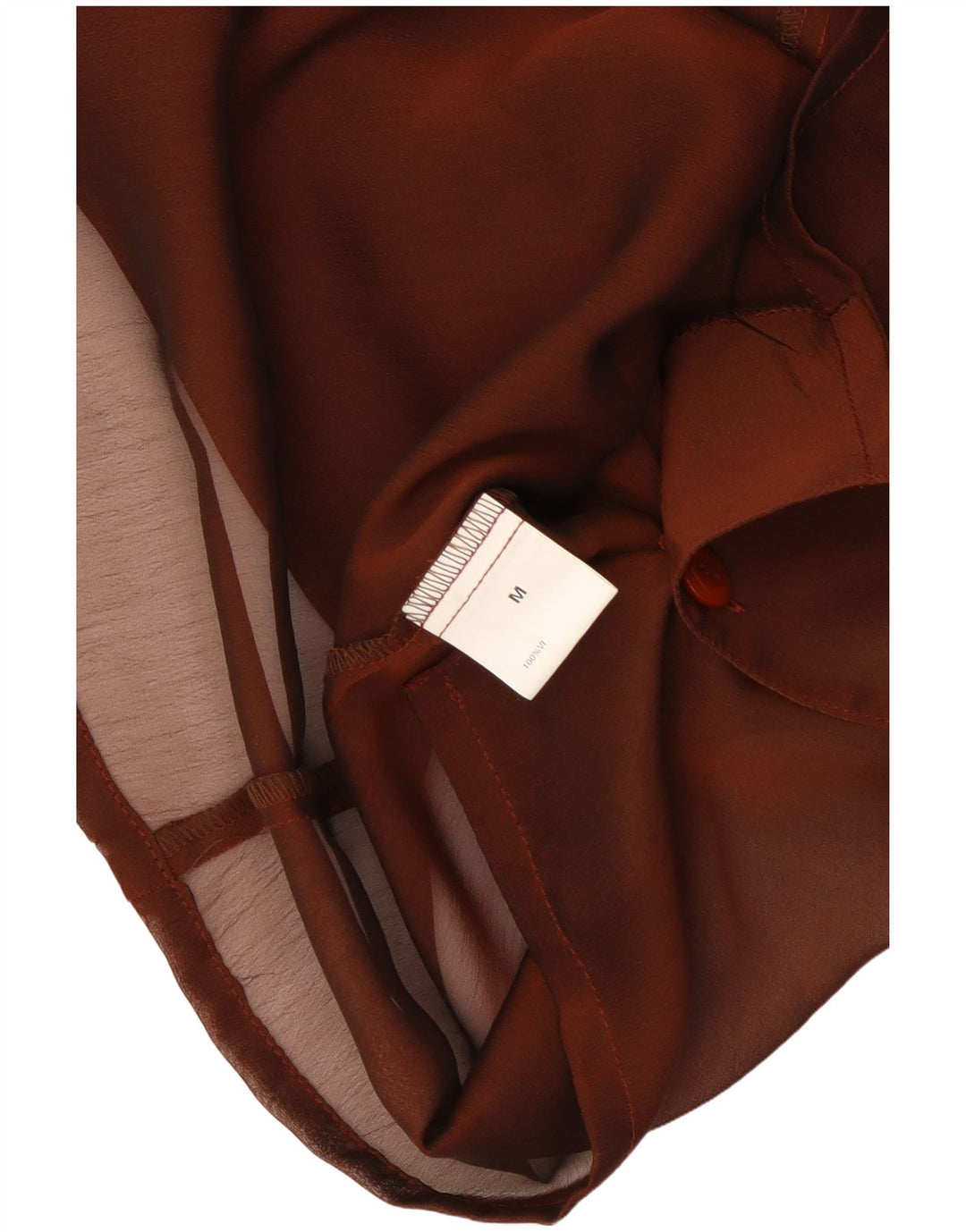 Camicetta vintage da donna a maniche corte trasparente UK 12 Marrone medio