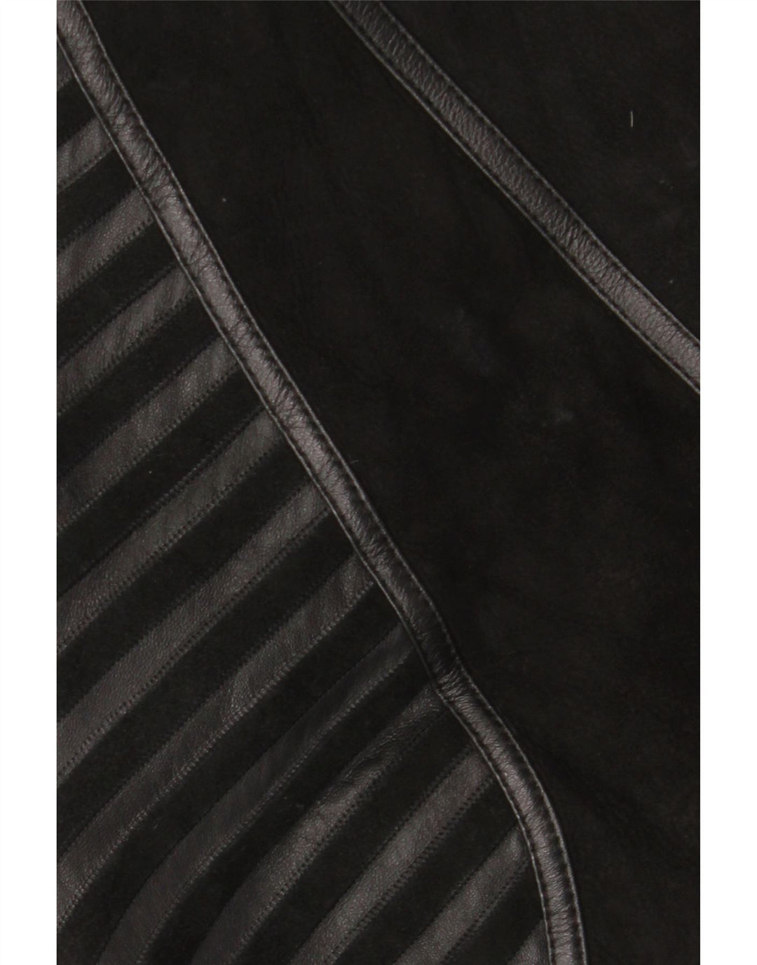 Giacca in shearling vintage da donna UK 18 XL in pelle a righe nere