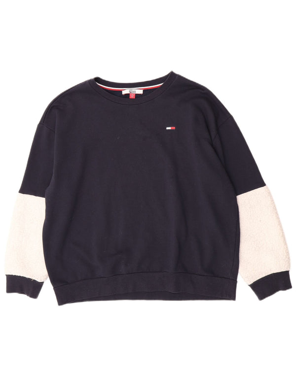 Felpa da donna Tommy Hilfiger Jumper XL Blu navy Colourblock in cotone
