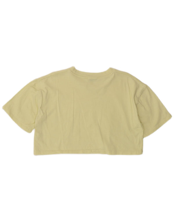 T-shirt corta da donna a maniche corte Zara UK 12 cotone giallo medio