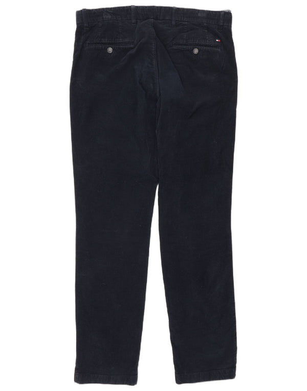 Pantaloni dritti in velluto a coste da uomo Tommy Hilfiger W34 L32 cotone blu navy