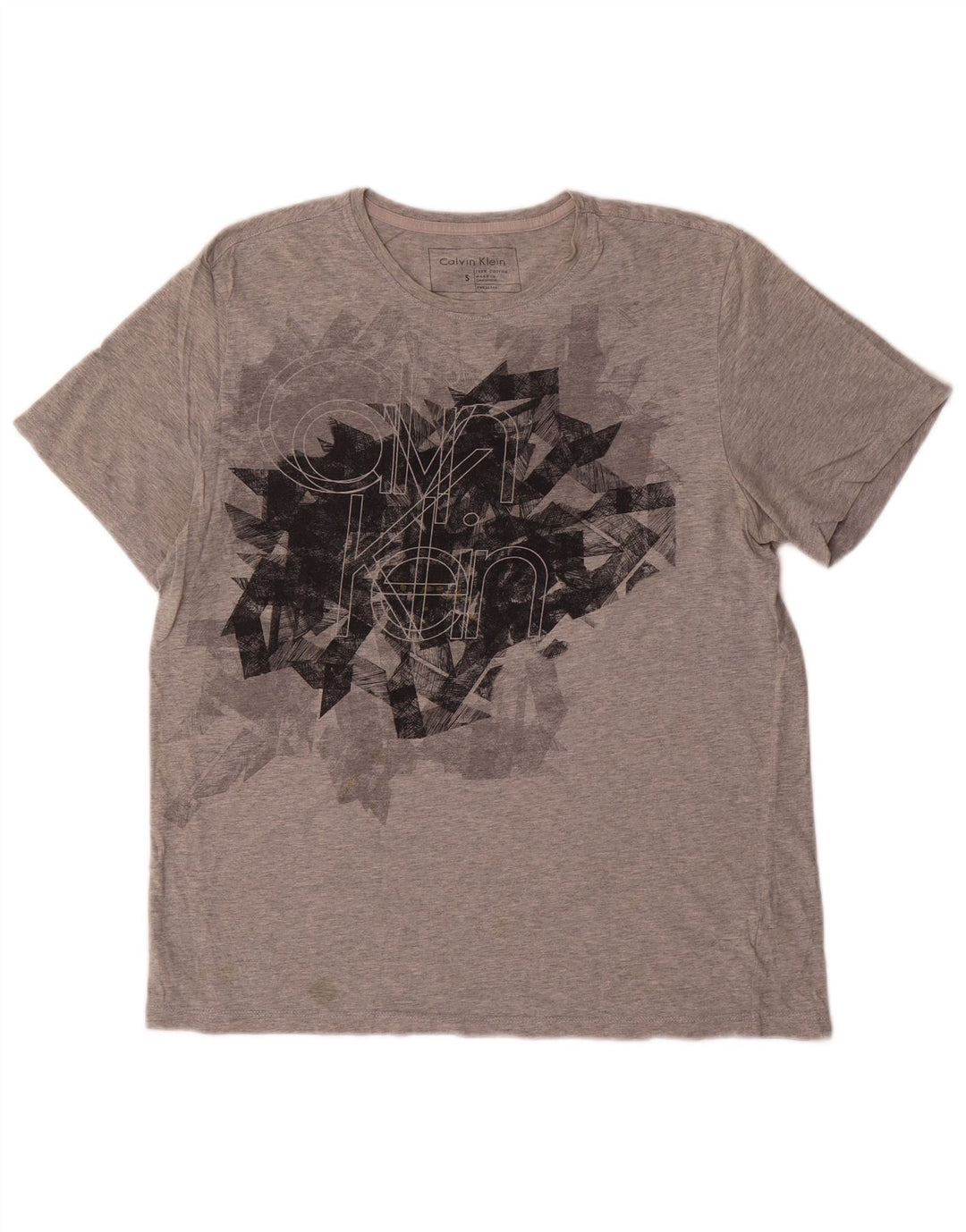 T-shirt grafica da uomo Calvin Klein Top piccola in cotone grigio