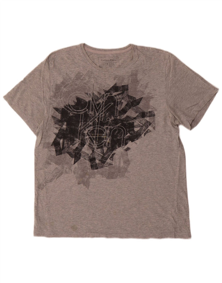 T-shirt grafica da uomo Calvin Klein Top piccola in cotone grigio