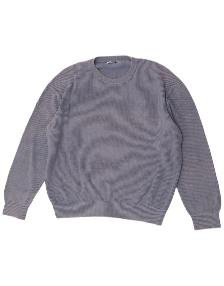 Maglione maglione girocollo da uomo Zara grande in cotone blu
