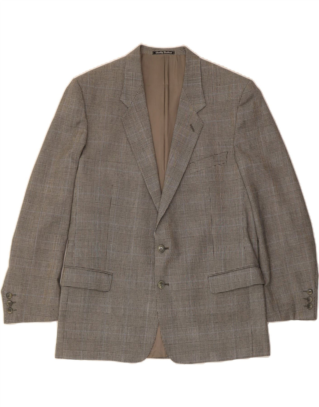 VINTAGE Mens 2 Button Blazer Jacket UK 40 Large Grey Check Wool Vintage Vintage and Second-Hand Vintage from Messina Hembry 