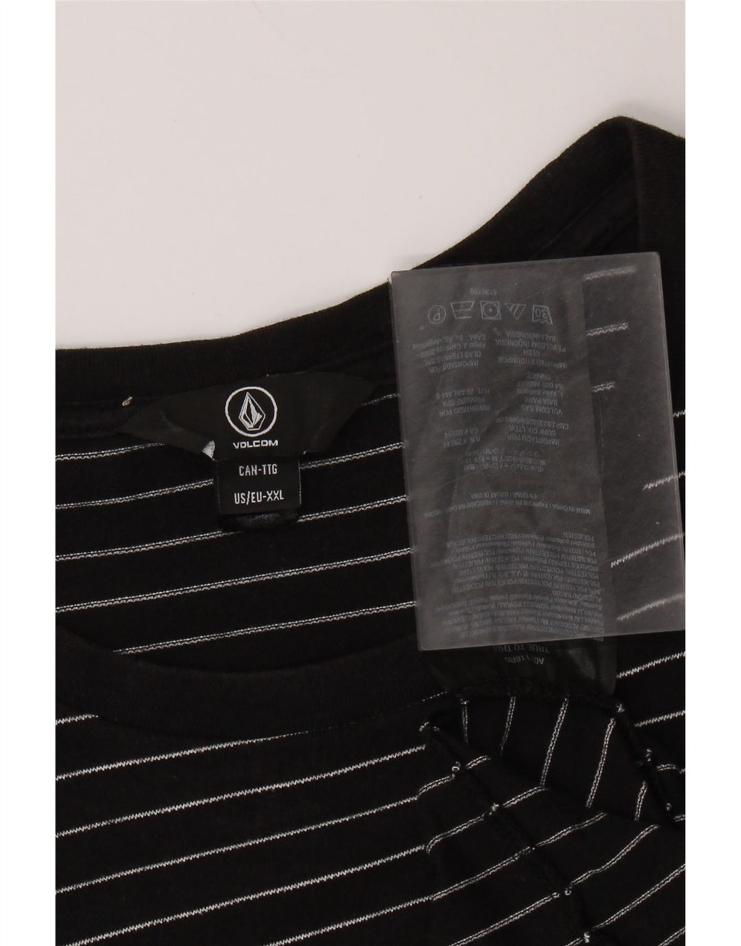 VOLCOM Mens T-Shirt Top 2XL Black Striped Cotton