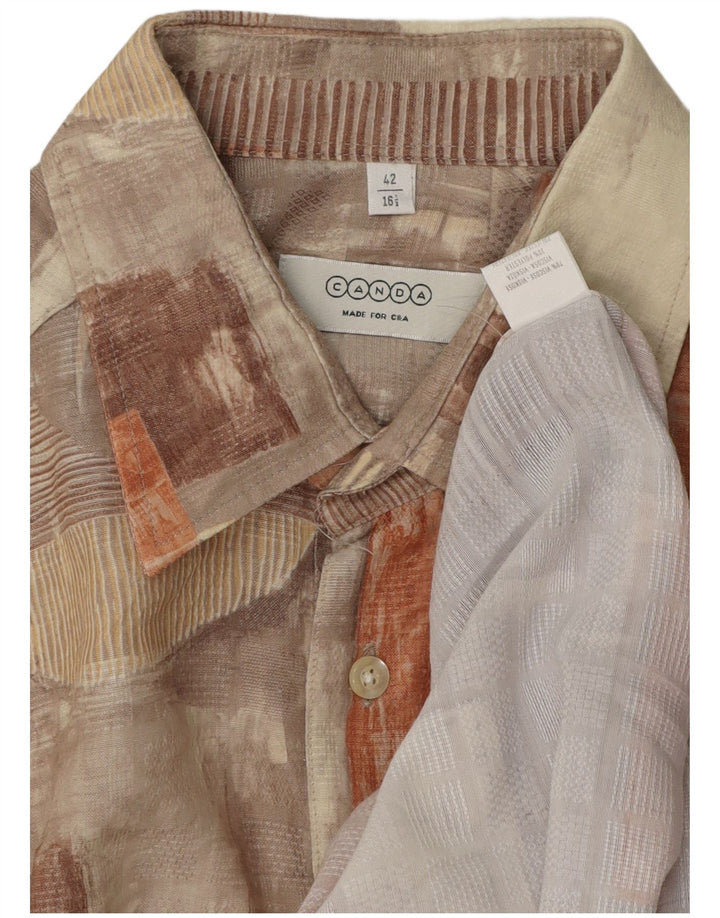 Camicia a maniche corte da uomo CANDA taglia 42 16 1/2 grande patchwork multicolore