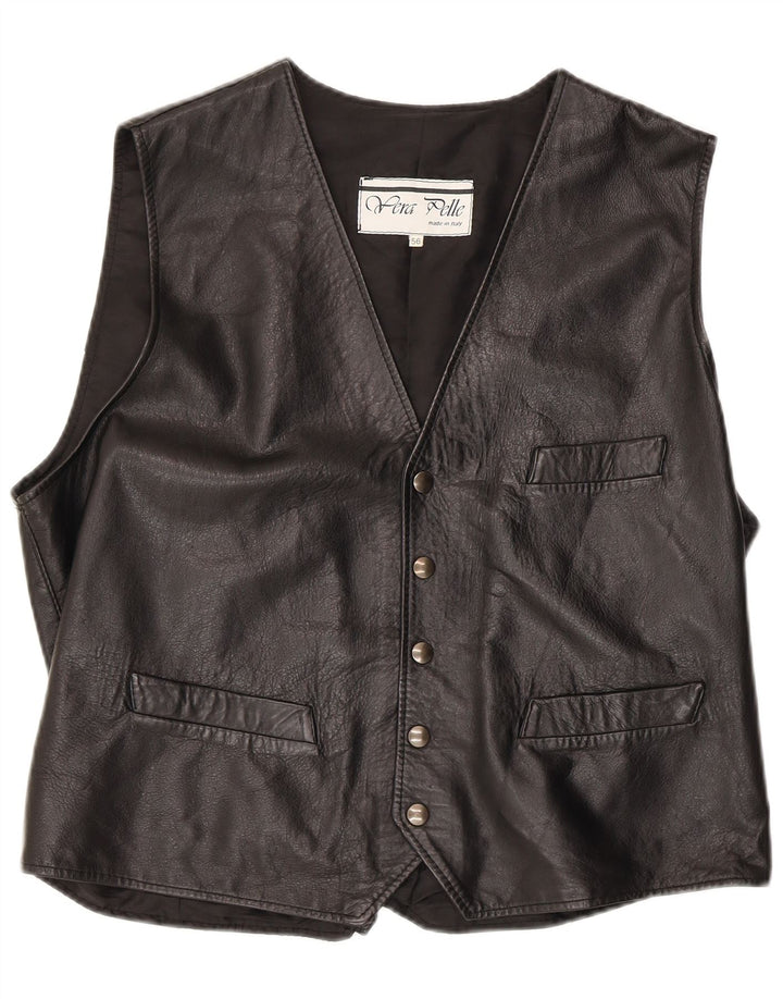 Gilet in pelle da uomo vintage 3XL in pelle nera