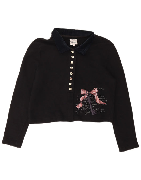 Polo corta grafica oversize da donna BENETTON UK 10 piccola nera