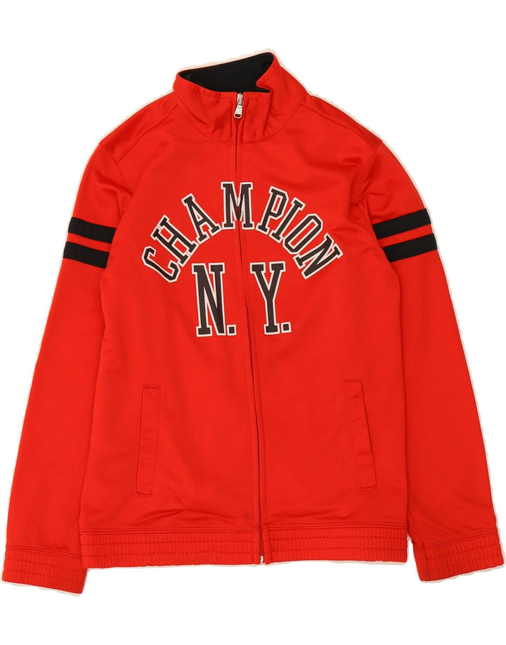 CHAMPION Boys Graphic Tracksuit Top Jacket 9-10 Years Medium Red Polyester Vintage Champion and Second-Hand Champion from Messina Hembry 