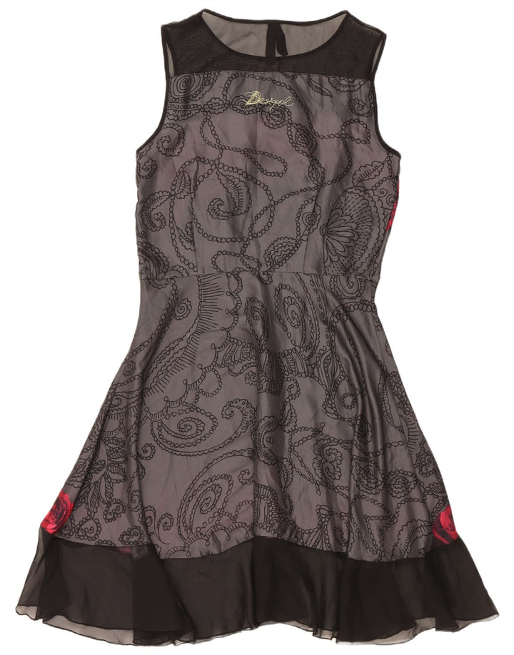 Desigual Abito da donna senza maniche a trapezio EU 40 Paisley grigio medio
