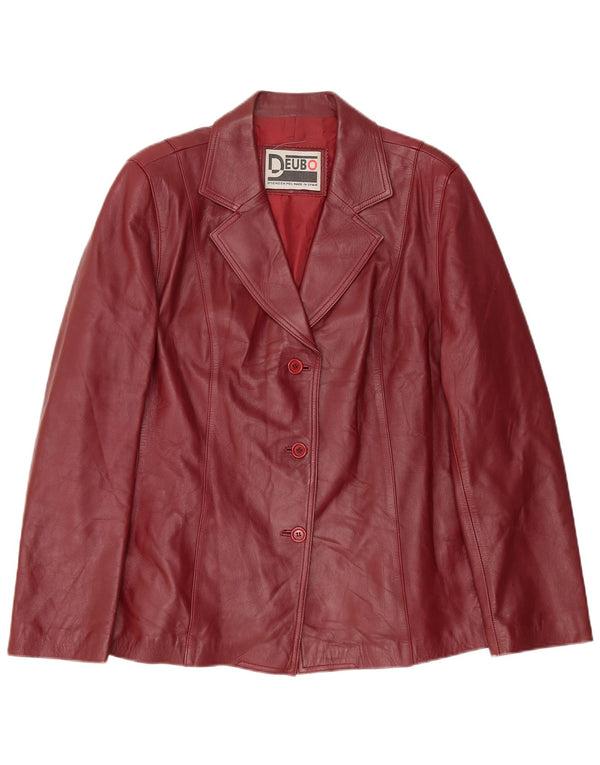 Giacca blazer in pelle da donna a 3 bottoni Deubo EU 46 XL in pelle bordeaux