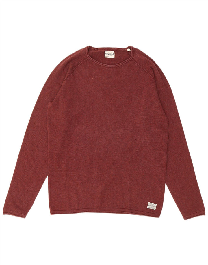 Maglione maglione girocollo da uomo Jack & Jones in cotone bordeaux medio