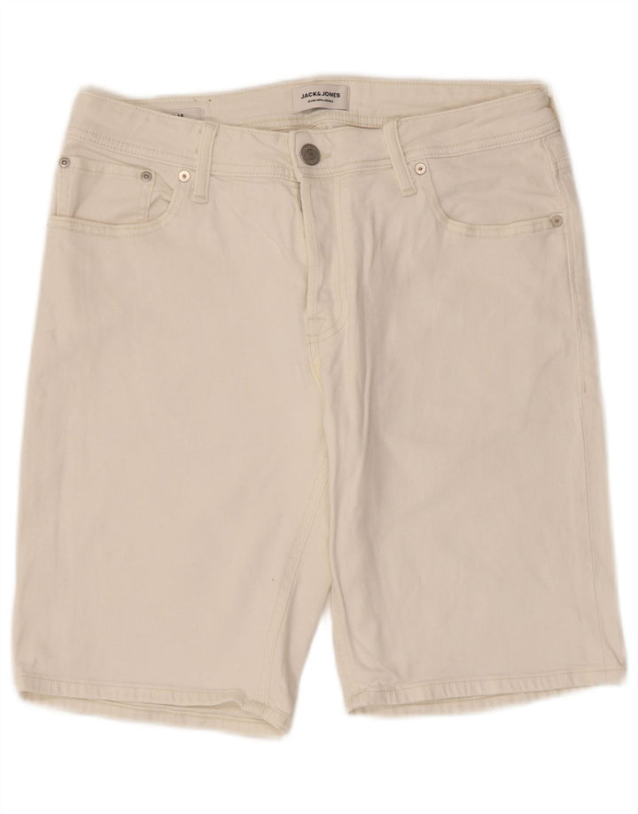 JACK & JONES Pantaloncini di jeans vestibilità regolare da uomo medi W32 cotone bianco