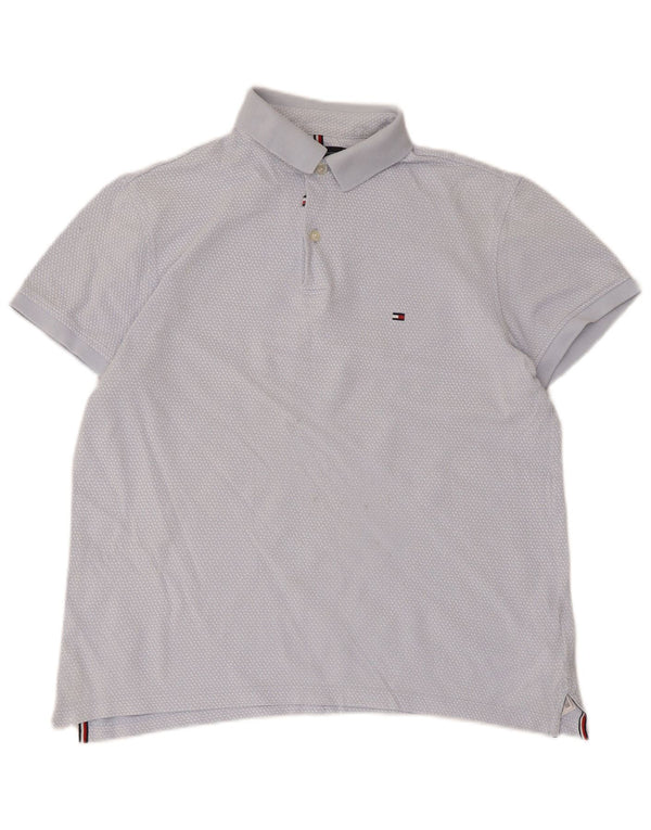Polo da uomo Tommy Hilfiger in cotone maculato blu medio