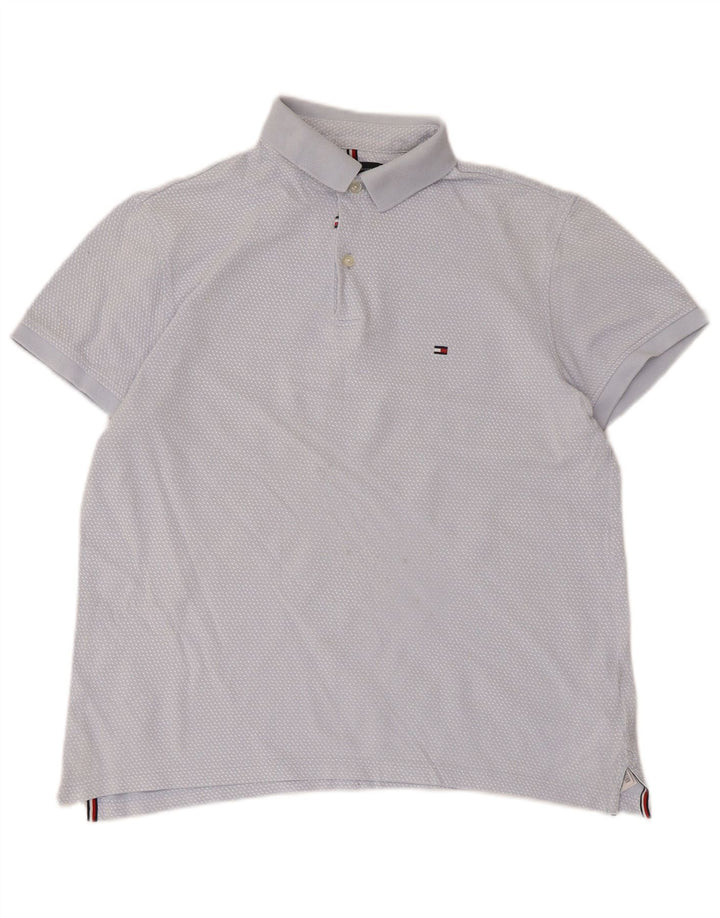 Polo da uomo Tommy Hilfiger in cotone maculato blu medio