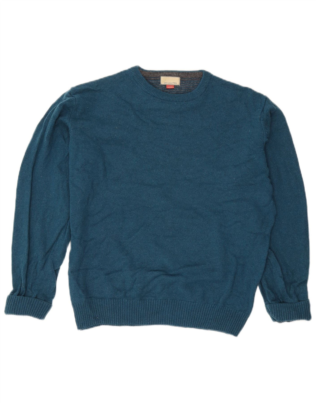 Maglione da uomo girocollo John Lewis in lana merino blu piccolo
