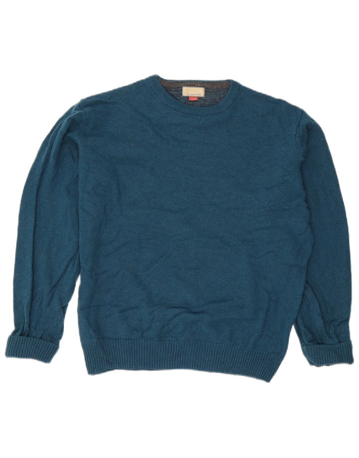 Maglione da uomo girocollo John Lewis in lana merino blu piccolo