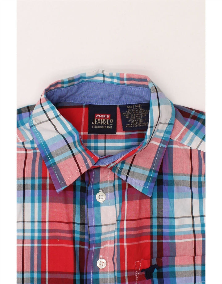 WRANGLER Boys Short Sleeve Shirt 7-8 Years Medium Red Check Cotton Vintage Wrangler and Second-Hand Wrangler from Messina Hembry 