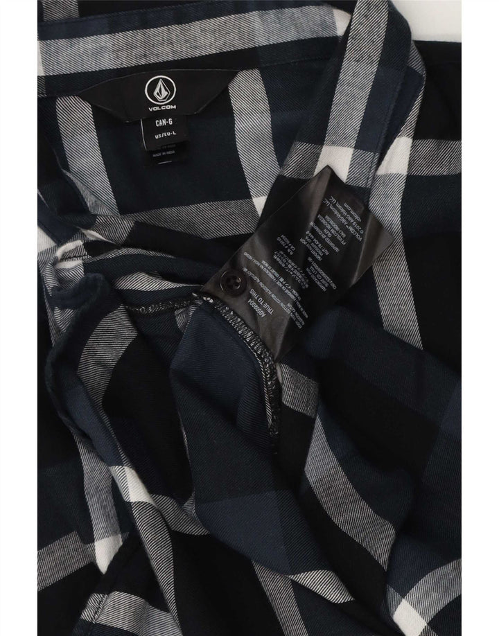Camicia da uomo in flanella Volcom di grandi dimensioni in cotone a quadri blu navy