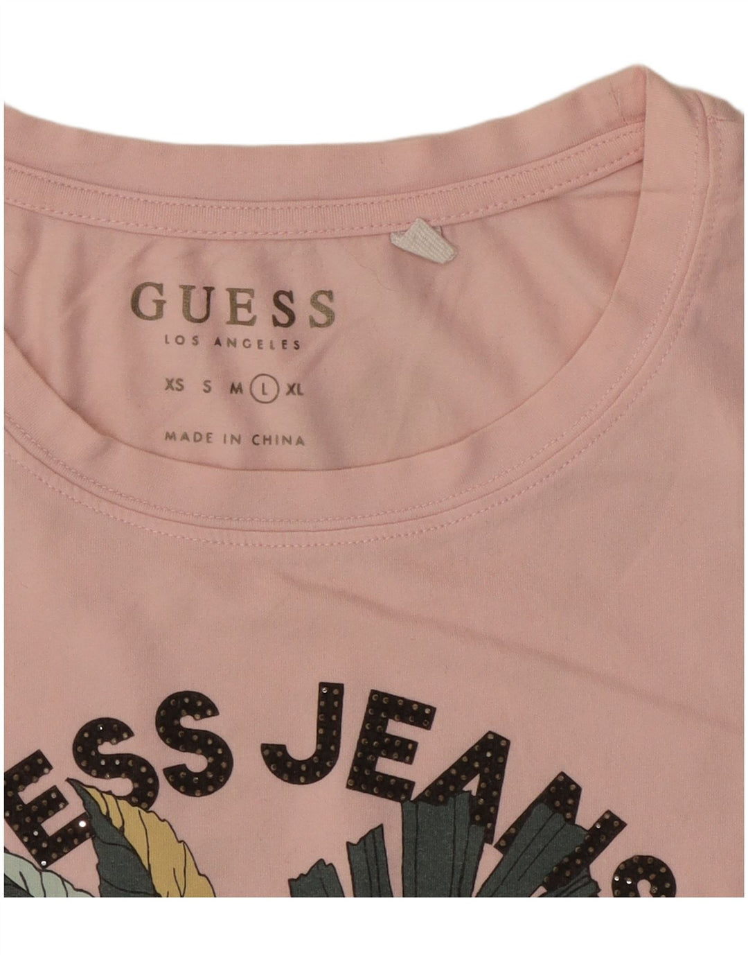 Guess T-shirt grafica da donna Top UK 14 Large Rosa