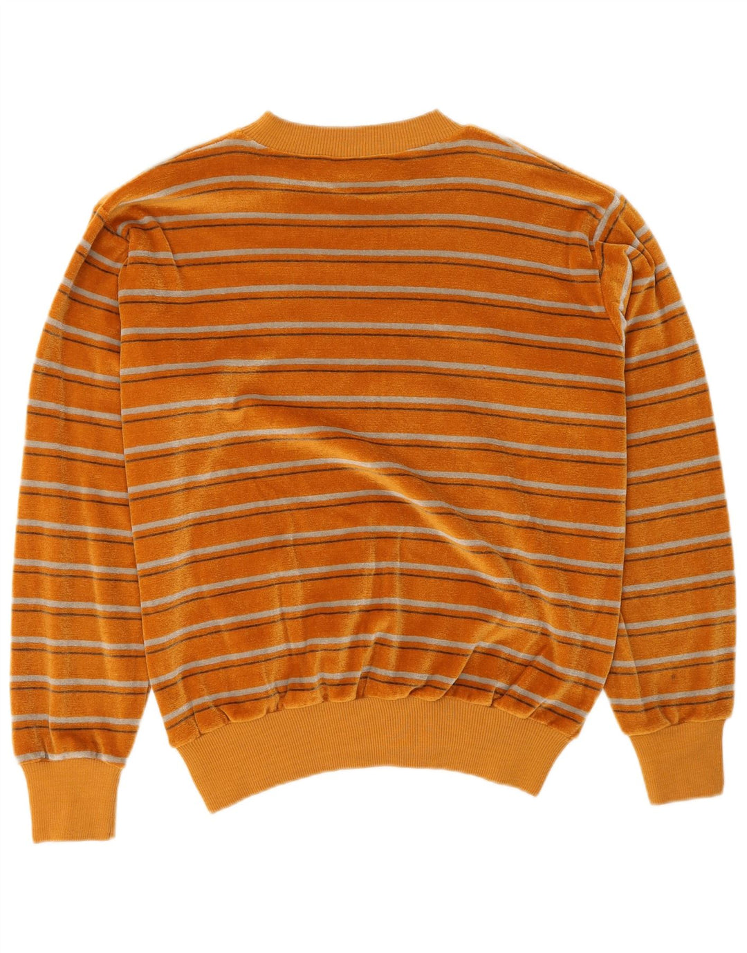 Felpa vintage da donna in velluto, maglione UK 14, a righe arancioni medie