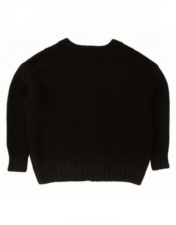 Maglione Zara da donna oversize con scollo a barca UK 10 piccolo acrilico nero