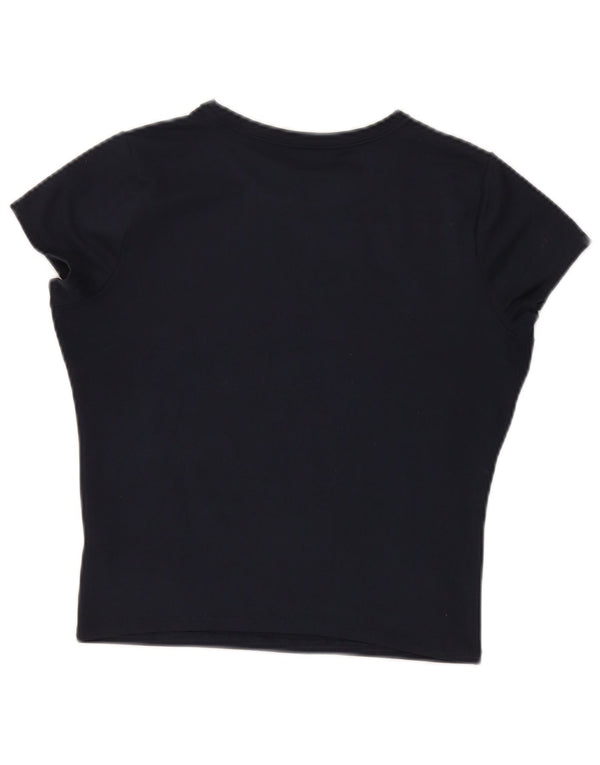 T-shirt corta da donna Hollister UK 14 grande poliestere nero