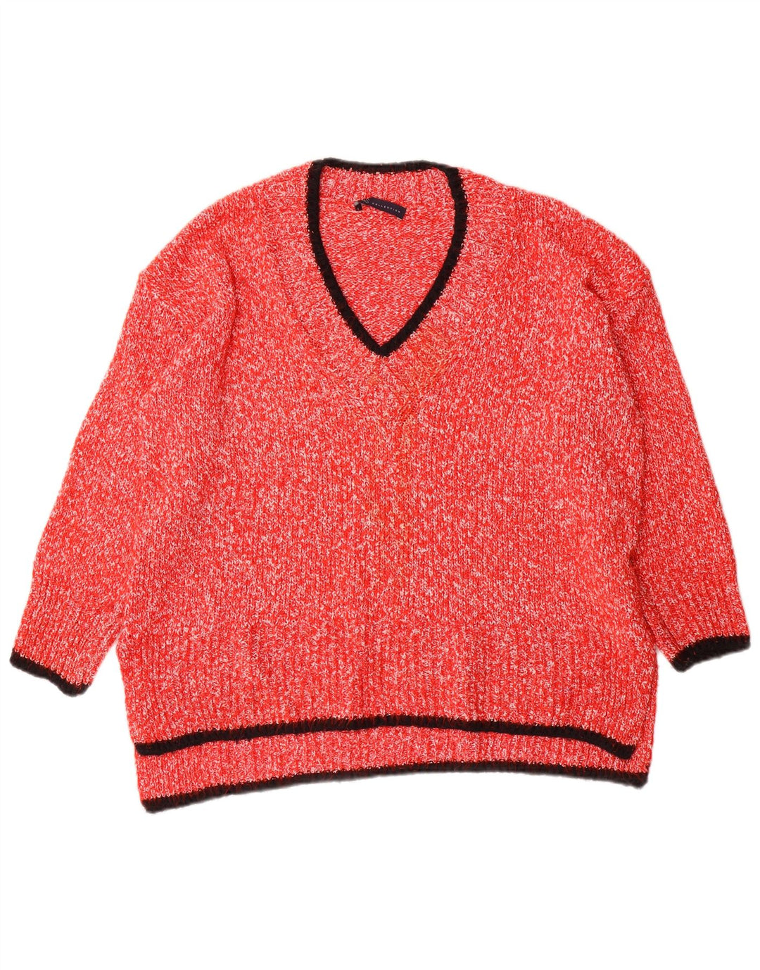Maglione maglione con scollo a V da donna Marks & Spencer UK 16 grande poliestere rosso