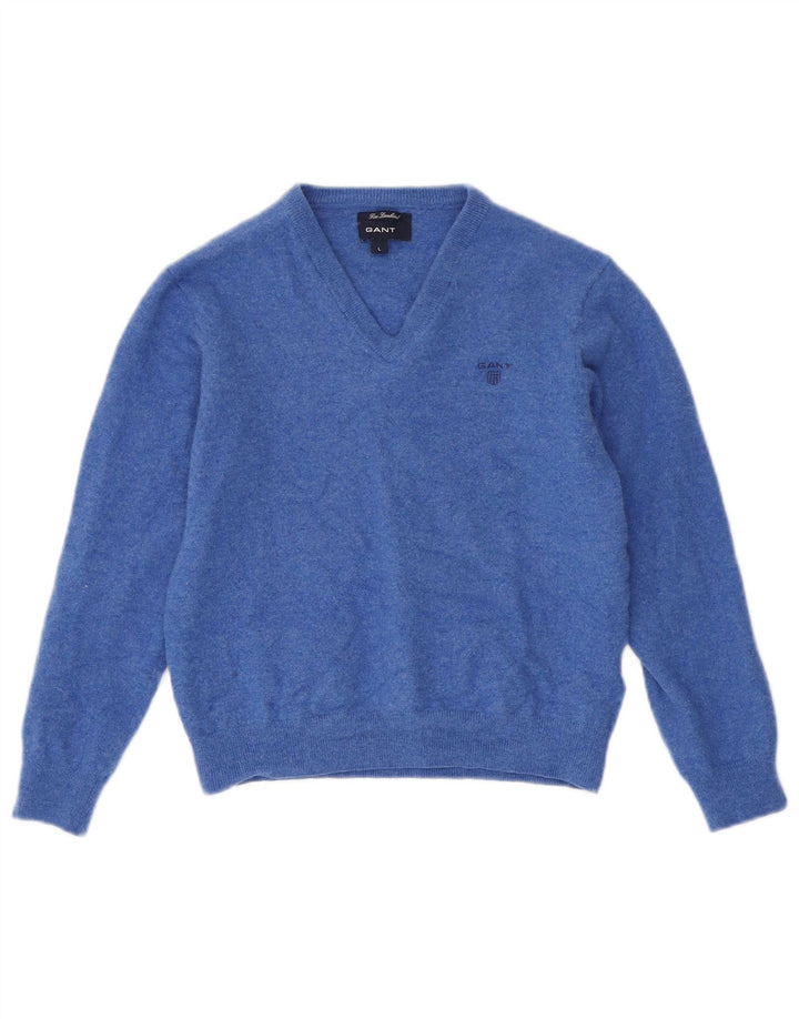 Maglione Gant per ragazzi con scollo a V, 7-8 anni, grande lana d'agnello blu