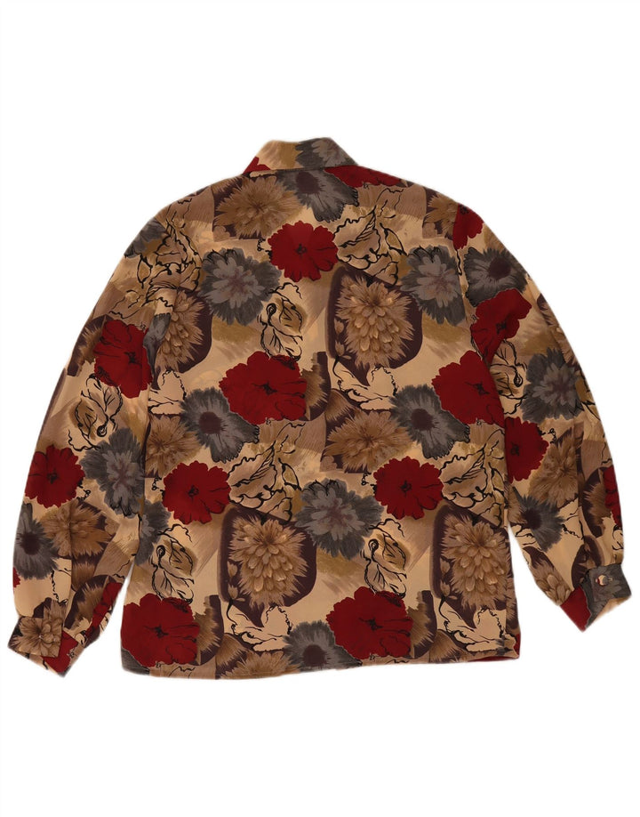Camicetta camicia vintage da donna UK 12 Poliestere floreale multicolore medio