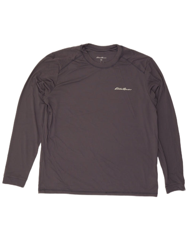 EDDIE BAUER Top grafico da uomo manica lunga XL poliestere grigio