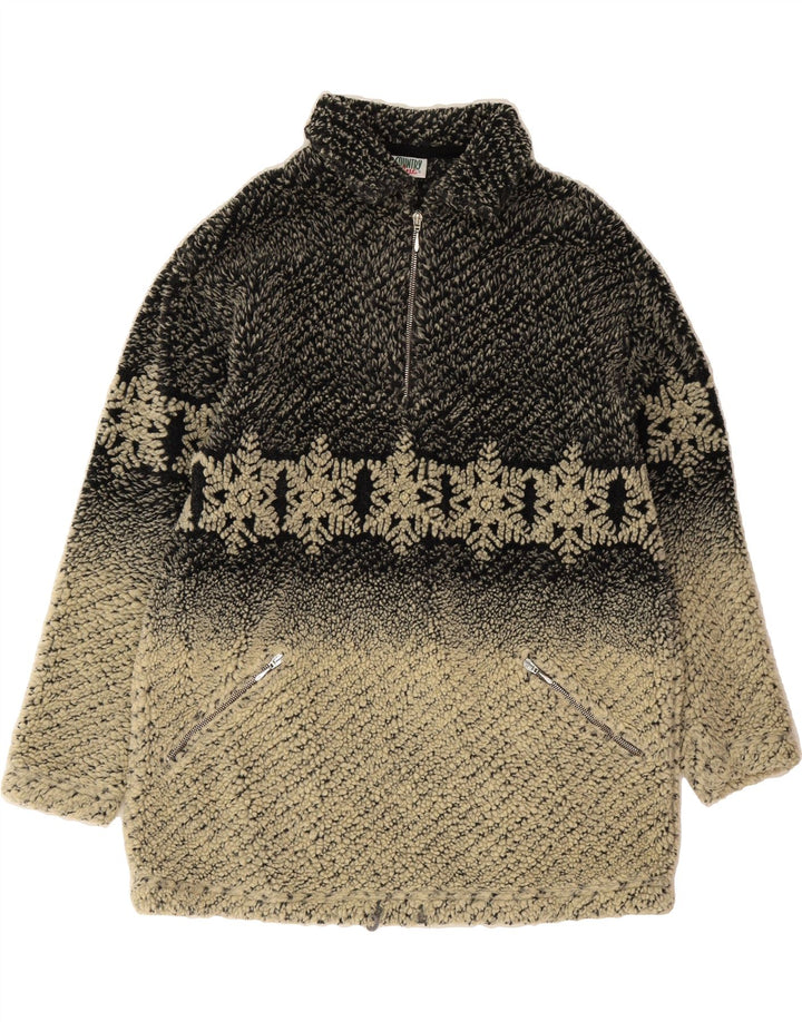 COUNTRY Womens Fleece Jumper EU 42 Large Grey Fair Isle Vintage Country and Second-Hand Country from Messina Hembry 