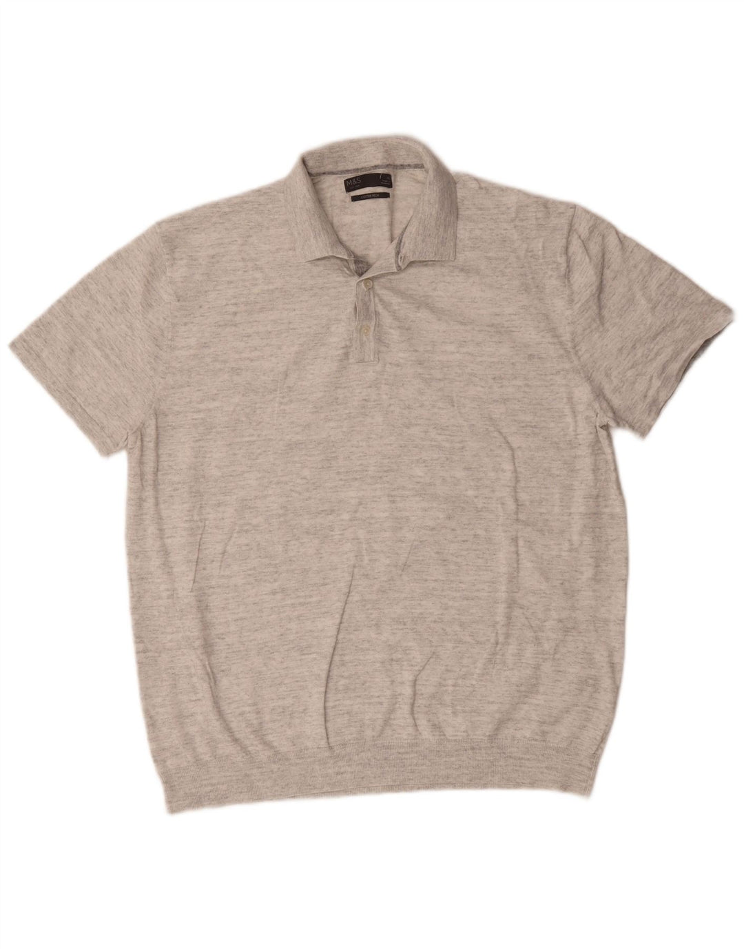 Polo da uomo Marks & Spencer XL in cotone chiazzato grigio